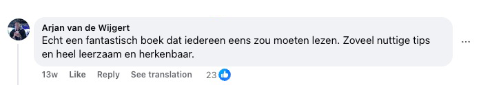 Reakce čtenáře na Facebooku ke knize Laat los wat je kapotmaakt