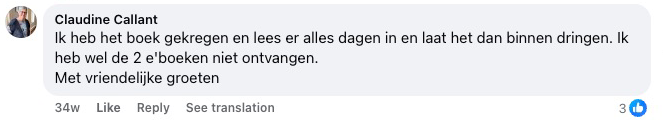 Reakce čtenáře na Facebooku ke knize Laat los wat je kapotmaakt