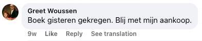 Reakce čtenáře na Facebooku ke knize Laat los wat je kapotmaakt