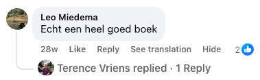 Reakce čtenáře na Facebooku ke knize Laat los wat je kapotmaakt