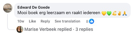 Reakce čtenáře na Facebooku ke knize Laat los wat je kapotmaakt